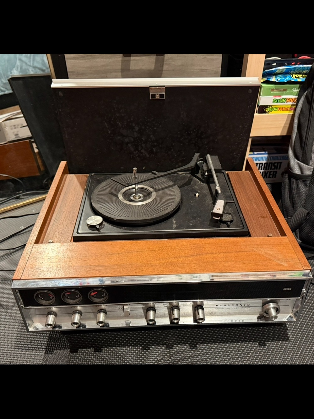 Panasonic Brown and Black Retro Turntable Console